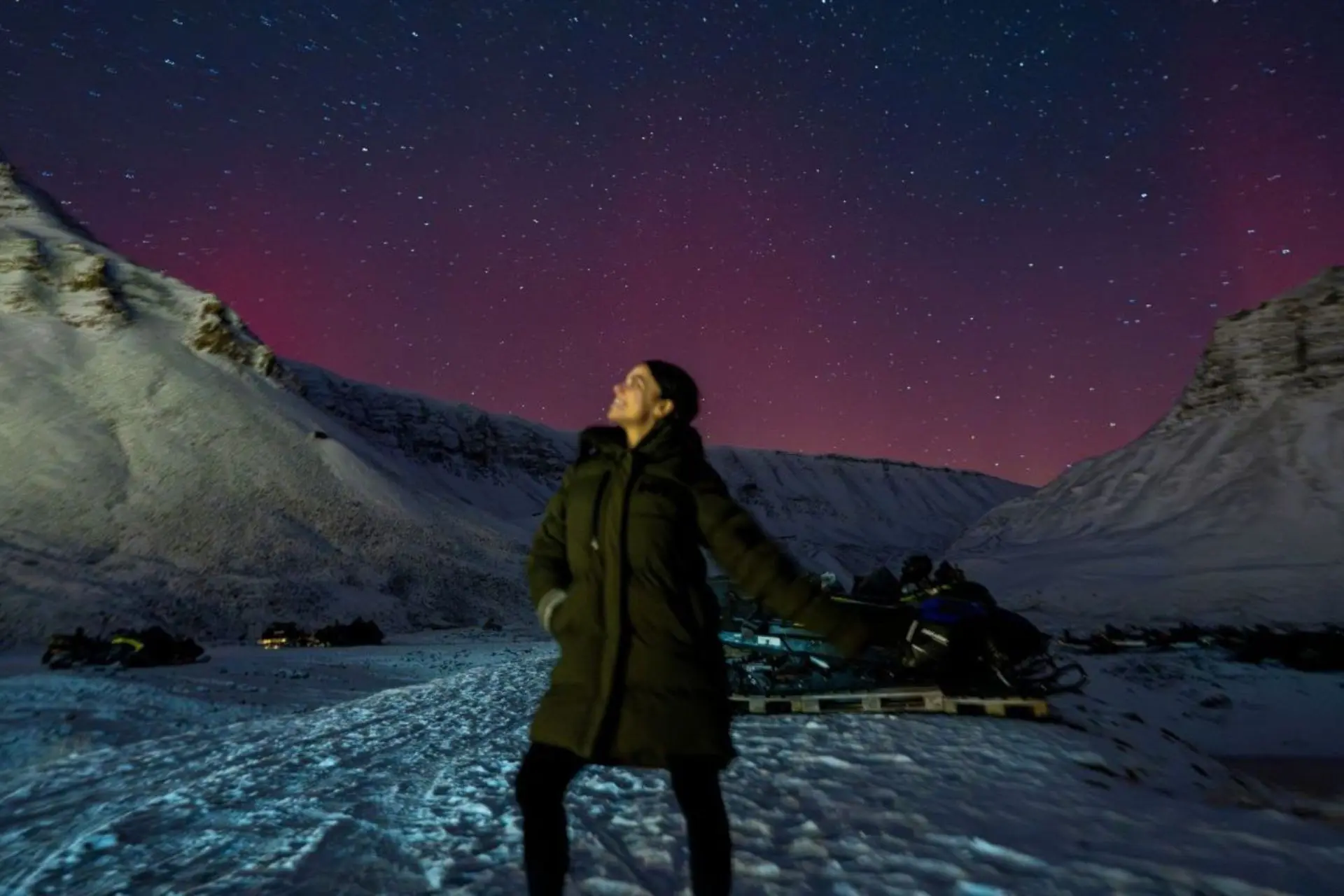Giulia beneath the Northern Lights