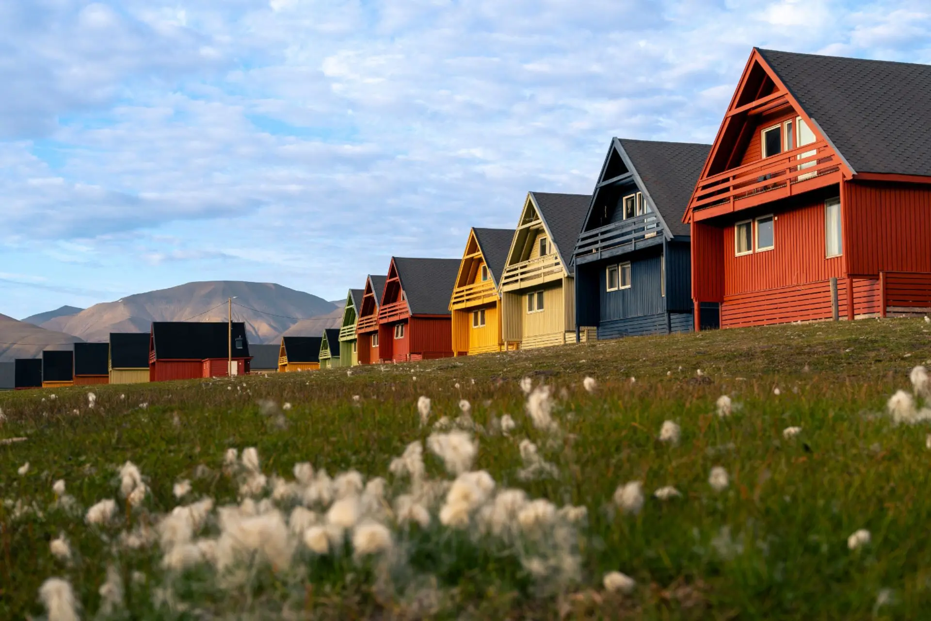 Vibrant colorful houses surrounded by extraordinary Nordic landscapes